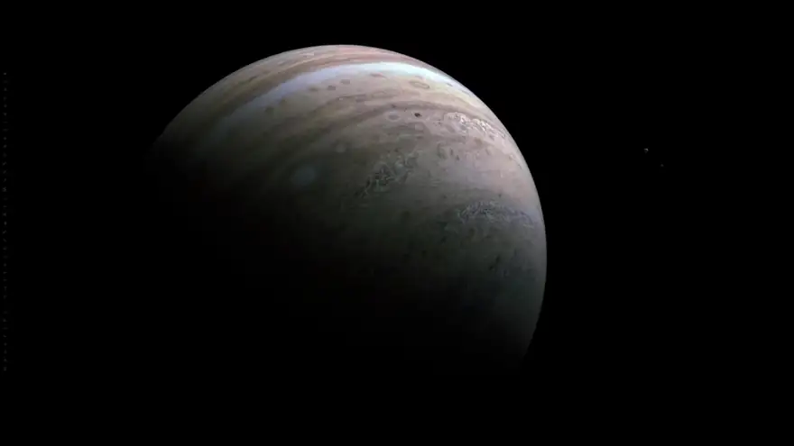 De planeet Jupiter met zijn wolkenbanden, opname van de Juno-sonde