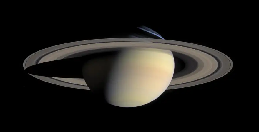 De planeet Saturnus met zijn ringen, opname van de Cassini-sonde